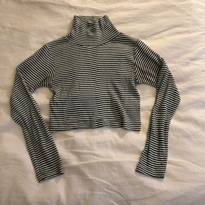 Cropped Striped Turtleneck